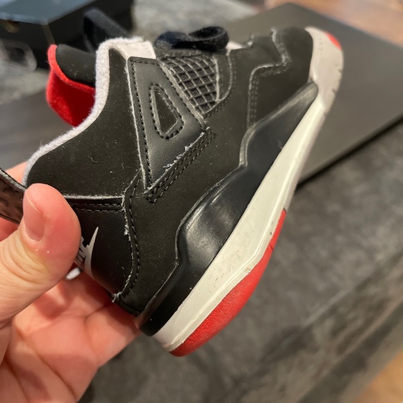 NIKE Air Jordan 4 Retro TD BRED (2019) BQ7670-060 Size 9c Good Condition No Box - Picture 8 of 10